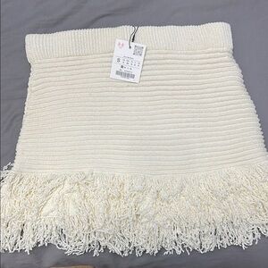 Zara ecru fringe skirt 4331/005/712